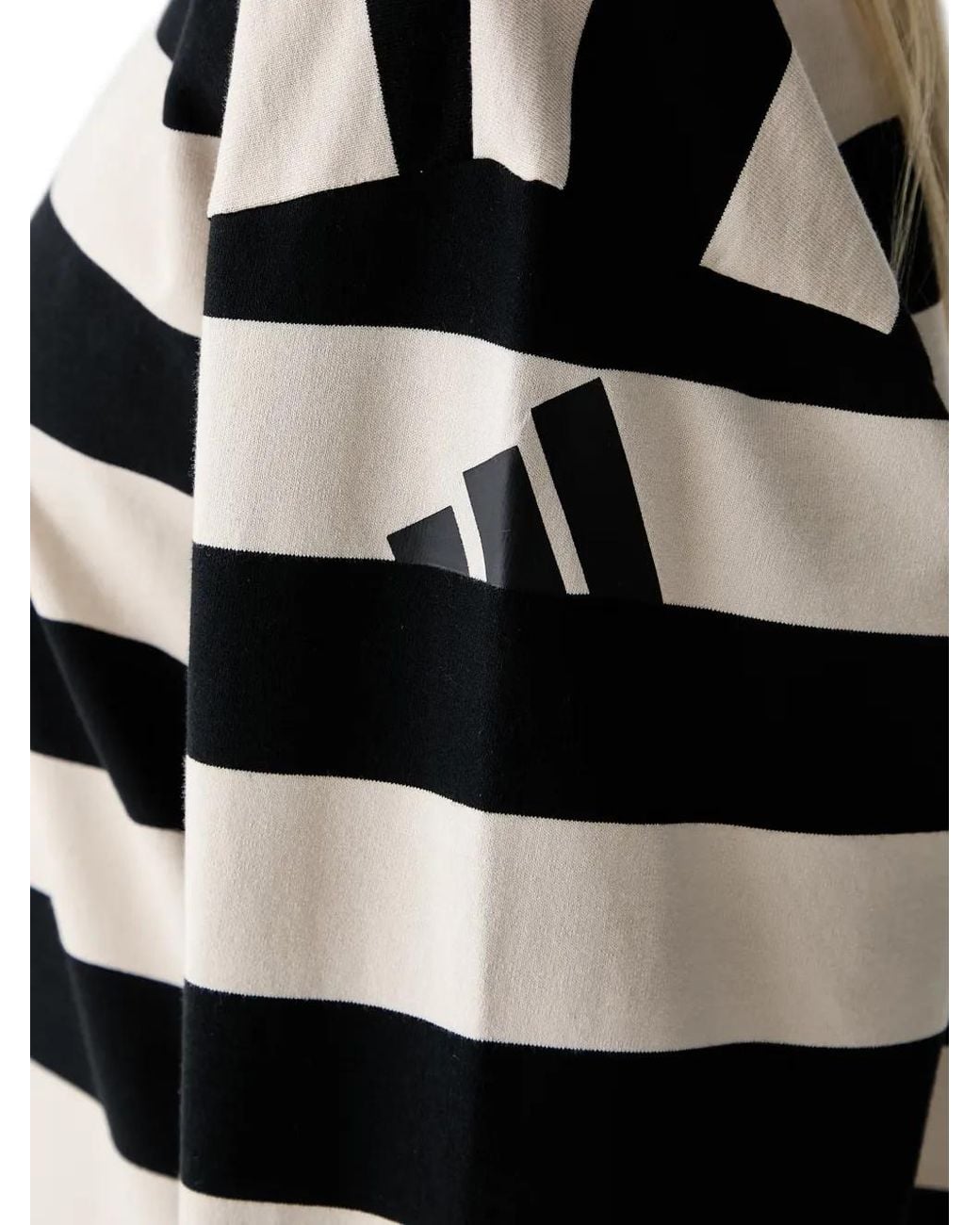 Adidas Black Striped Quarter-Zip Polo Shirt