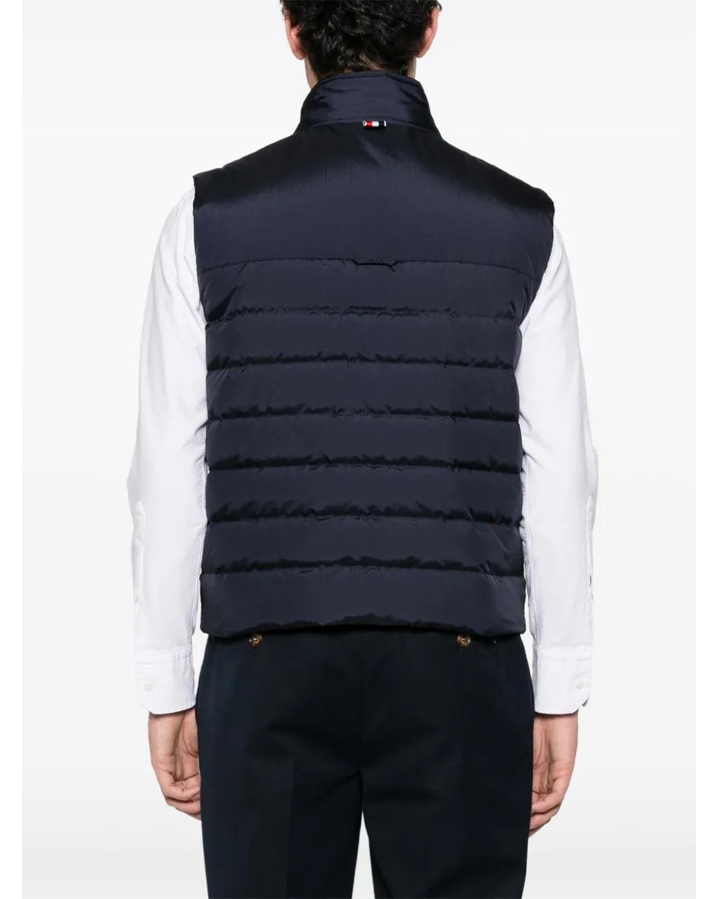 Thom Browne Blue Four-Bar Downfill Gilet for men