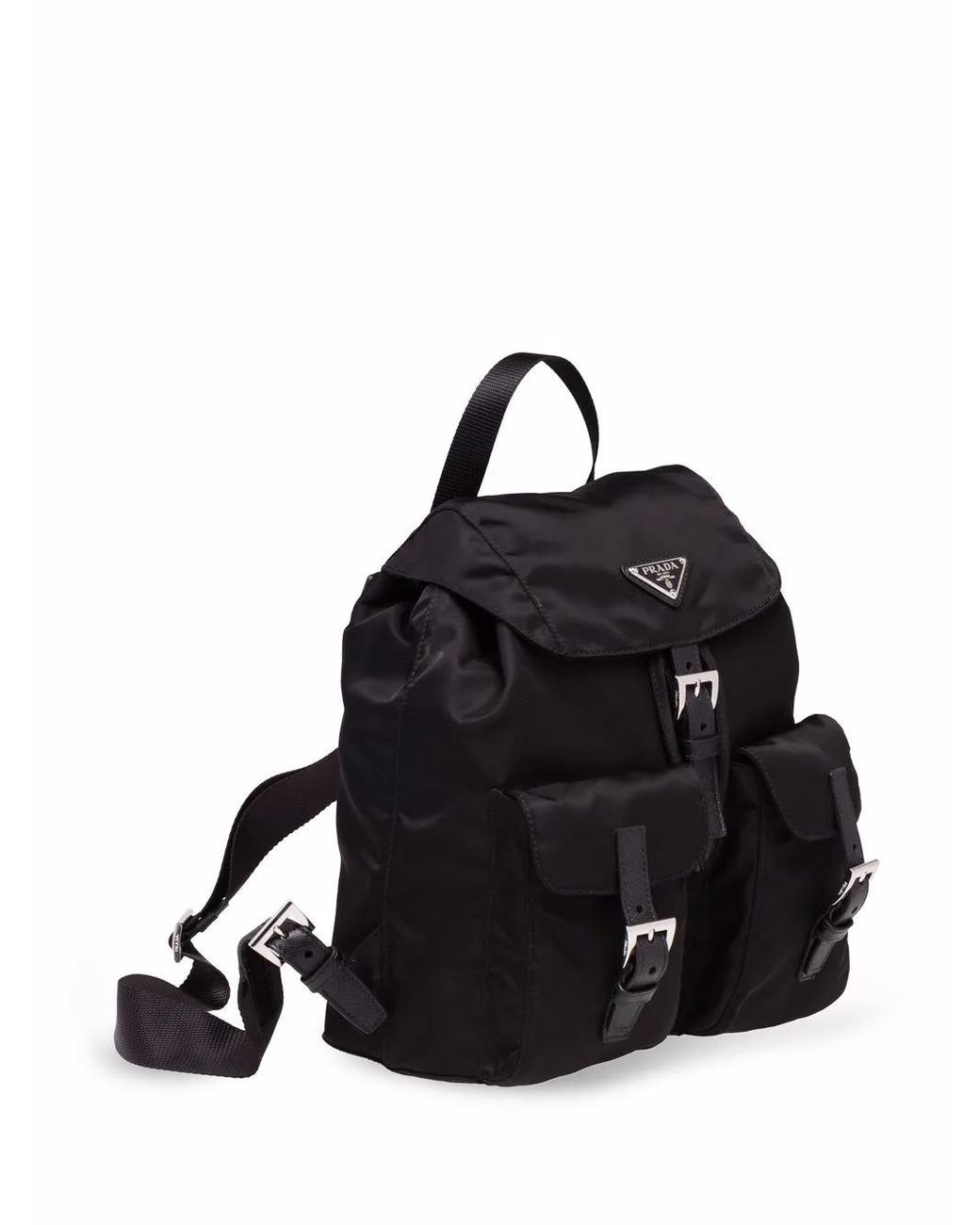 Prada Black Logo-plaque Recycled-nylon Backpack