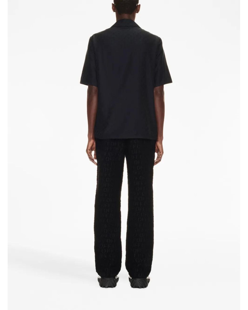 Off-White c/o Virgil Abloh Blue Logo-Jacquard Bouclé Trousers for men