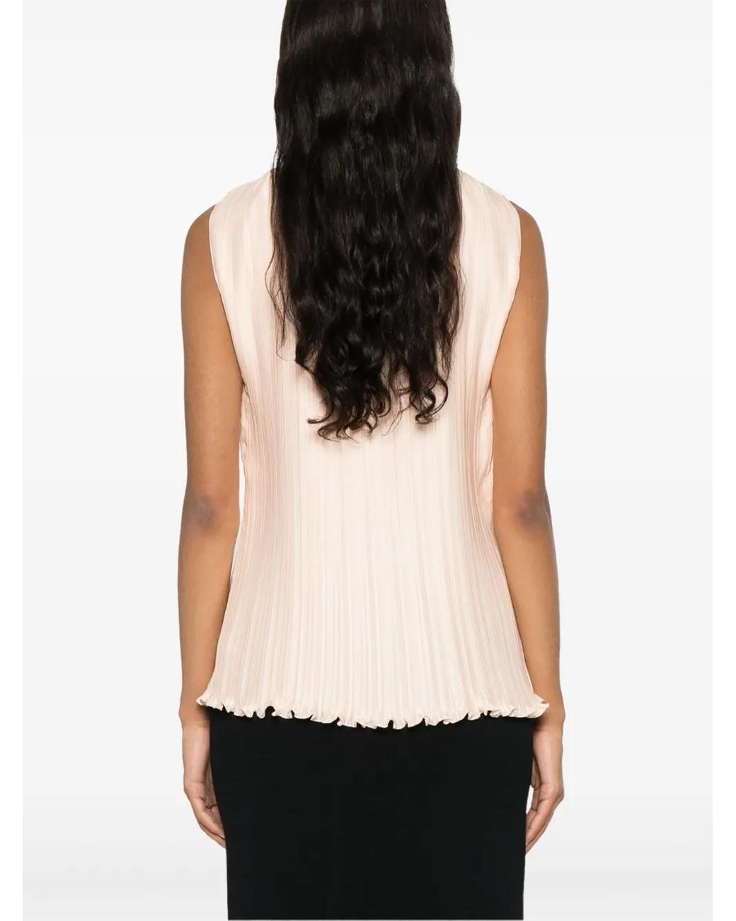 Lanvin Natural Round Neck Sleeveless Top