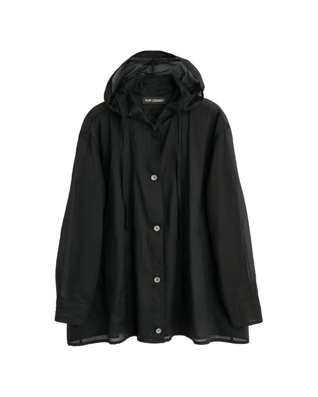 Our Legacy Black Hooded Button-Up Shirt