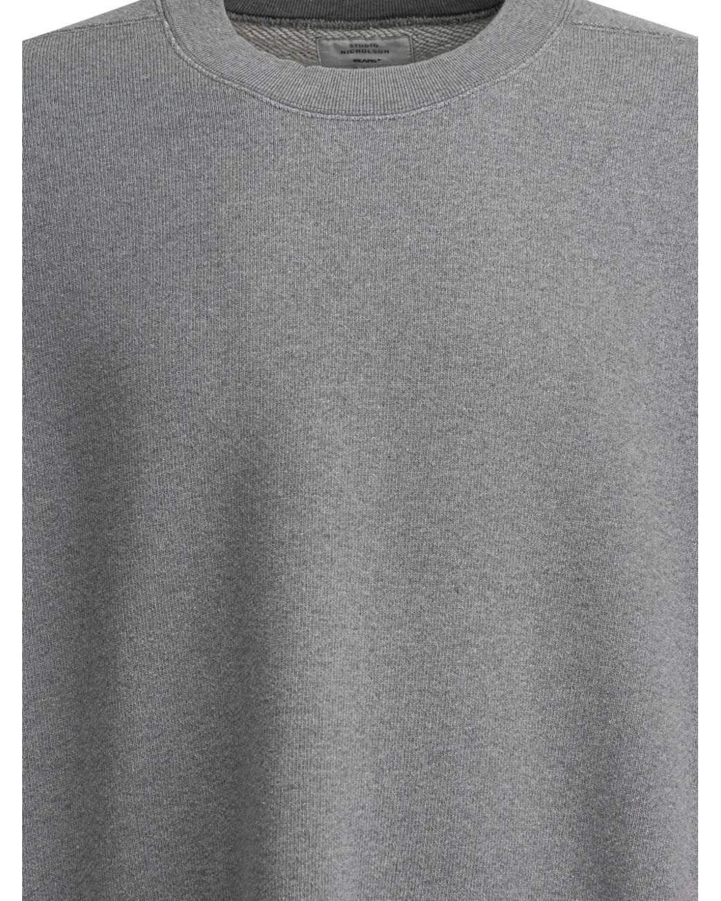 Beams Plus Gray Holly Crew-Neck Cotton Sweatshirt for men