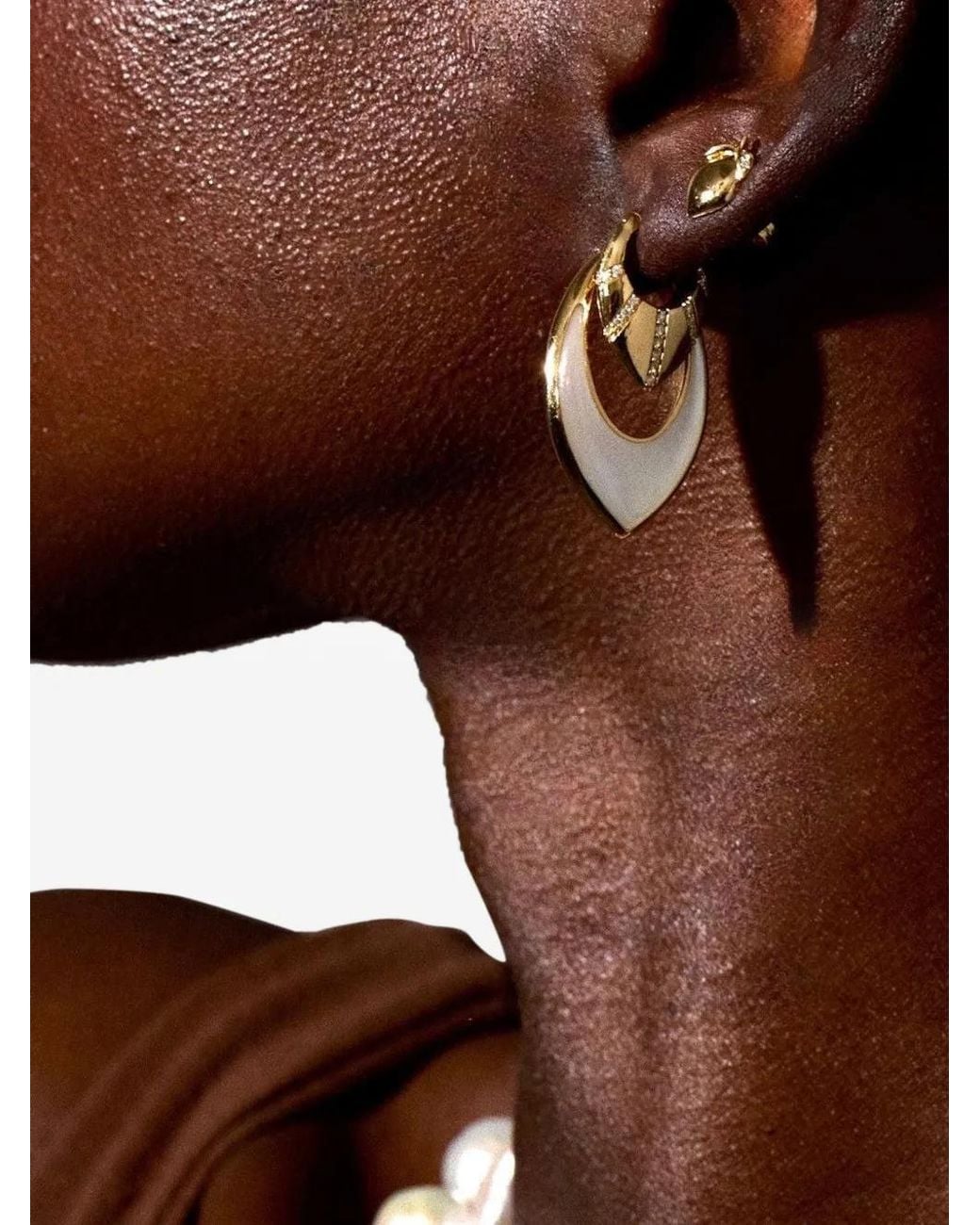 Sorellina Metallic Diamond Huggies Earrings