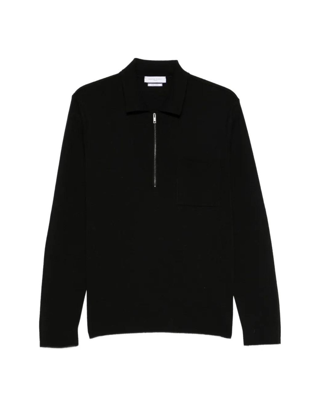 Daniele Fiesoli Black Zip-Fastening Chest-Pocket Polo Shirt for men