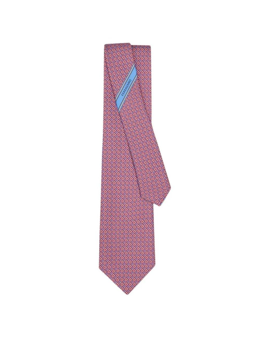 Ferragamo Purple Brackets Print Silk Tie for men