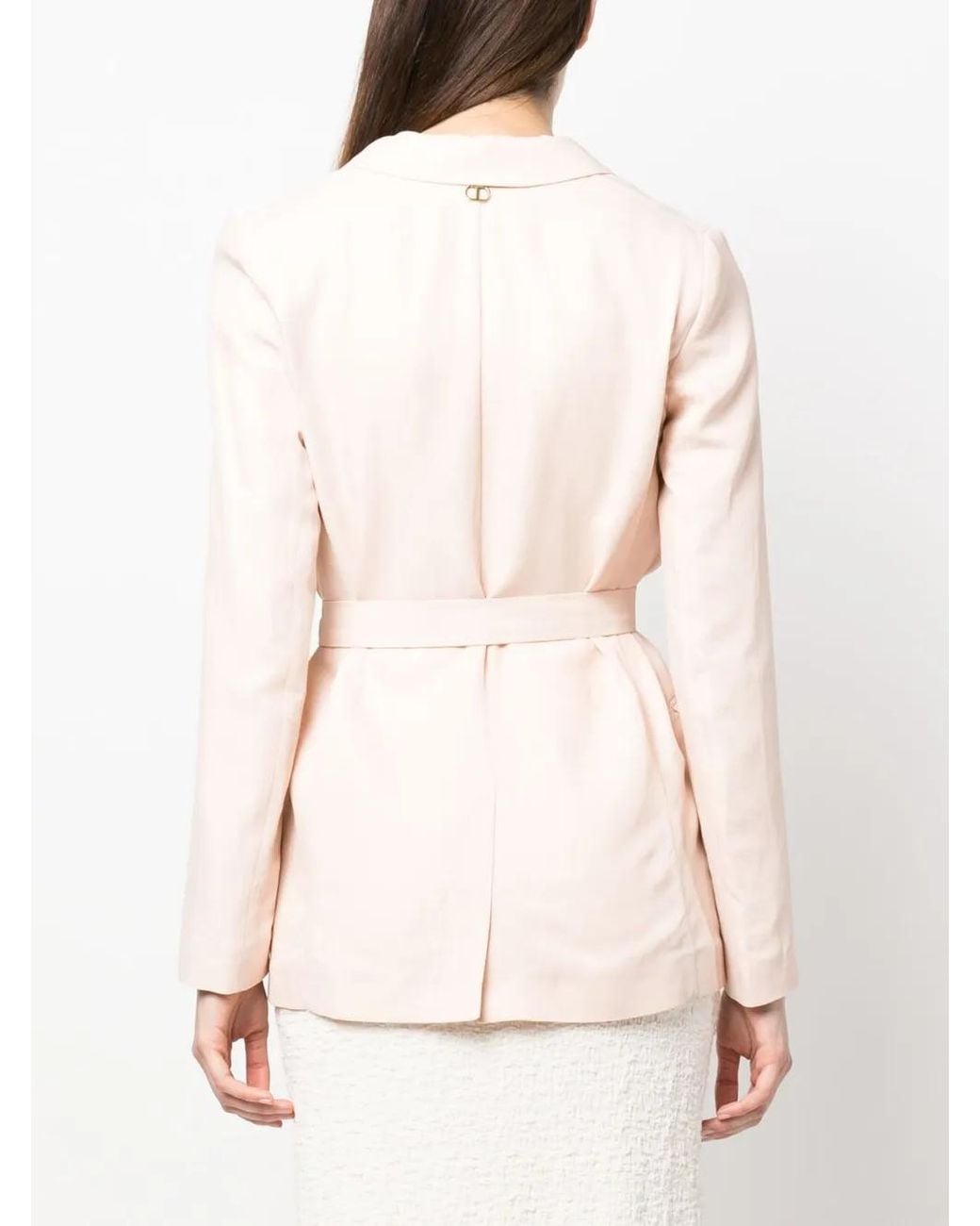 Twinset Natural Single-Breasted Tied-Waist Blazer