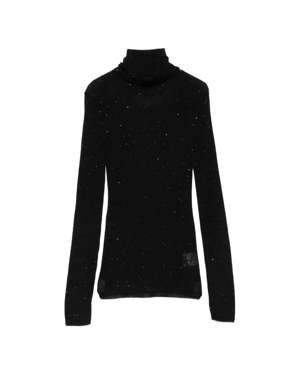 ELEH Black Sequin-Embellished Roll-Neck Sweater