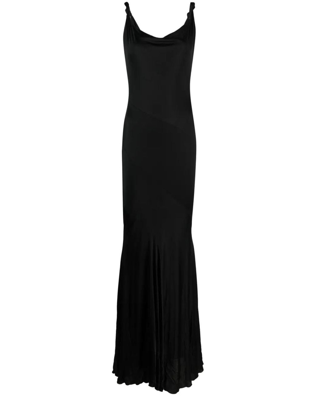 Blumarine Black Knot-Detail Satin Gown