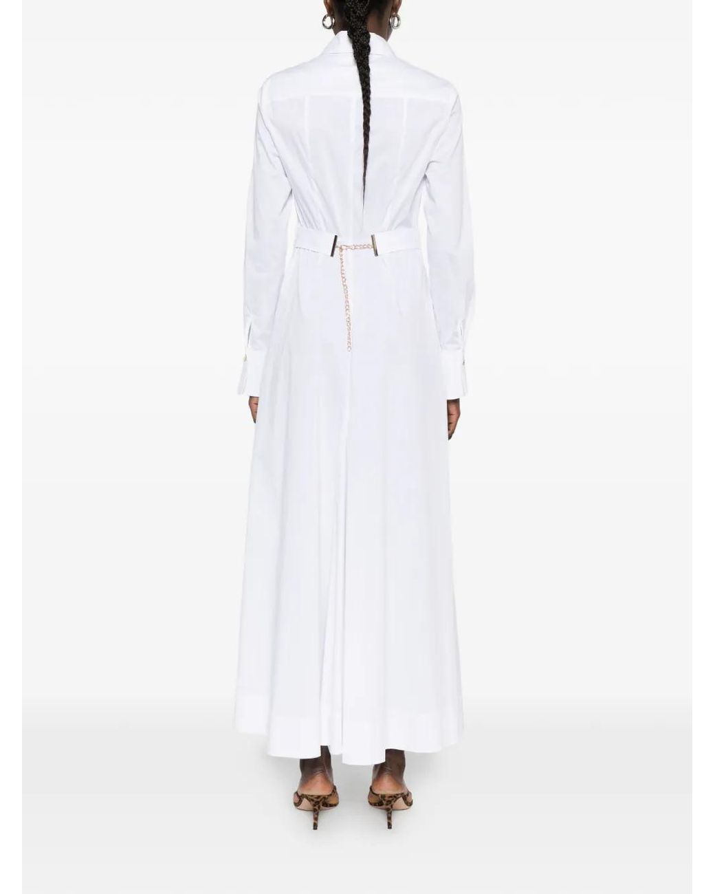 Blugirl Blumarine White Belted Collared Maxi Dress