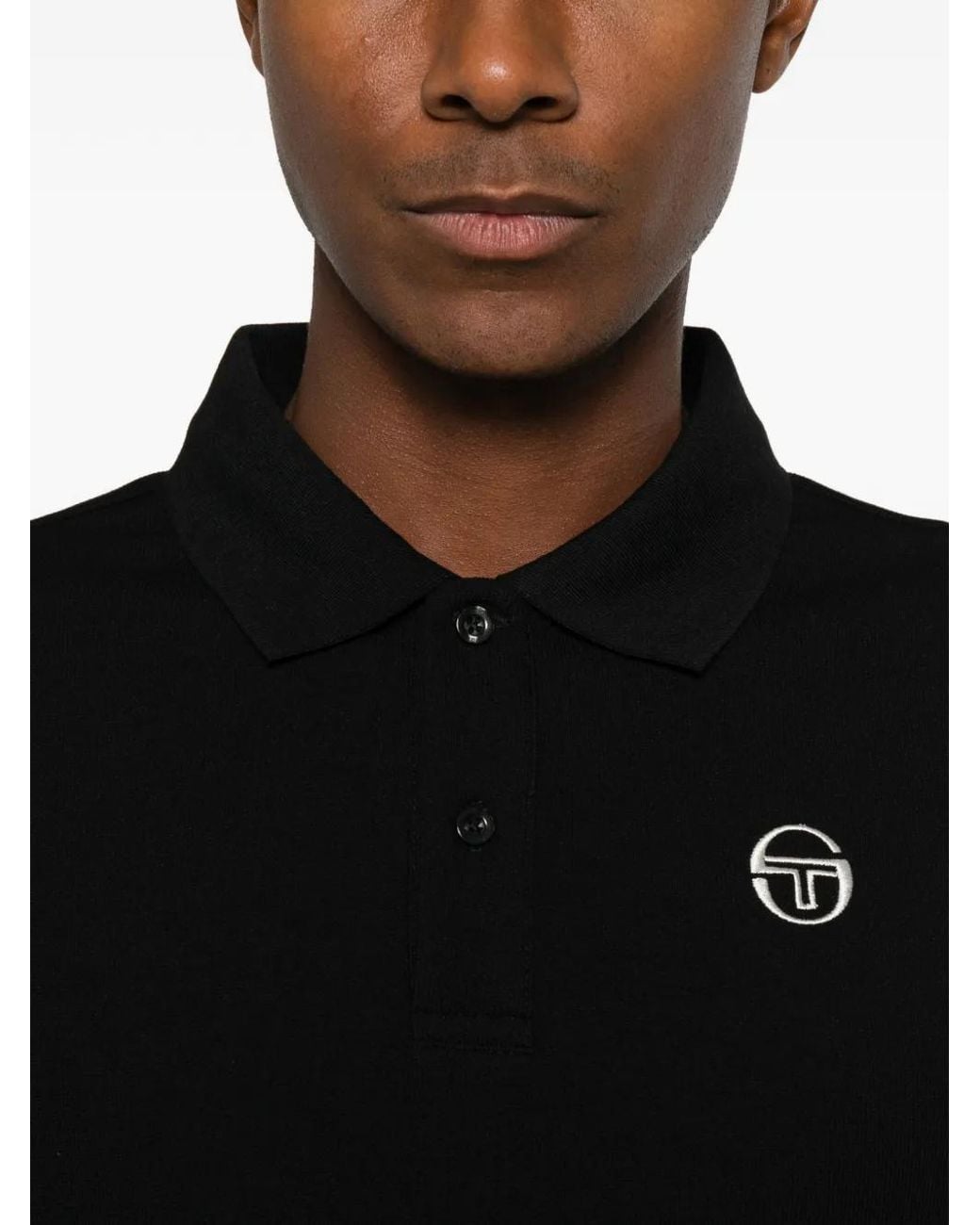 Sergio Tacchini Black Sergio Logo-Embroidered Polo Shirt for men