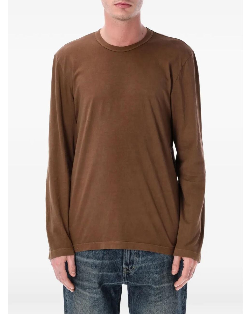 James Perse Brown Long-Sleeve Crewneck T-Shirt for men