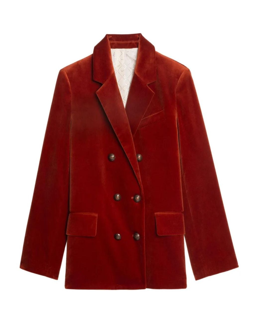 Zadig & Voltaire Red Double-Breasted Cotton Blazer