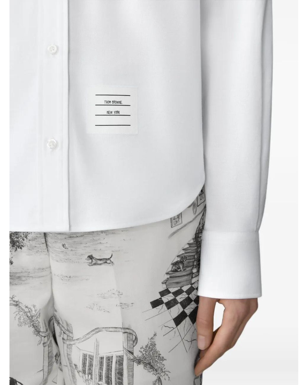 Thom Browne White Pencil Stitch Hector Trophy Embroidery Shirt