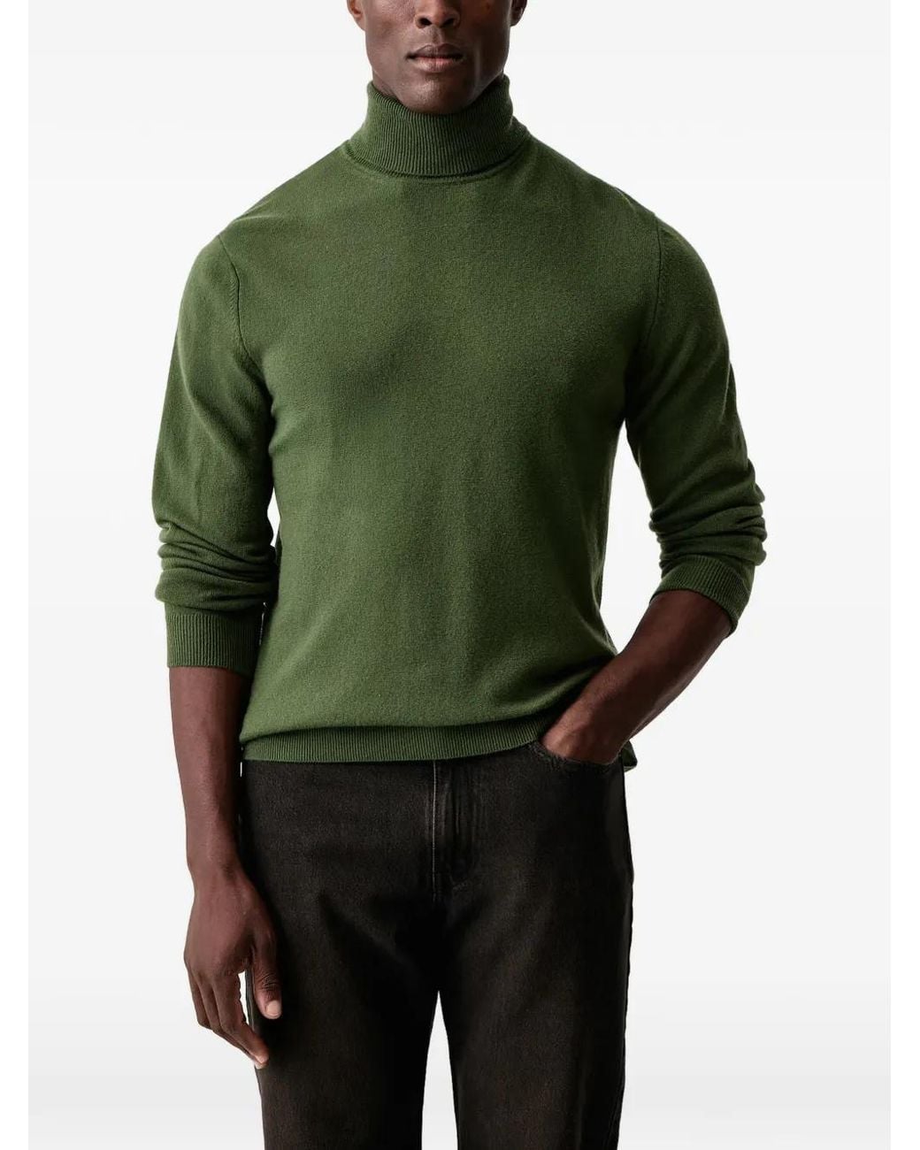 Benetton Green Roll-Neck Knitted Sweater for men