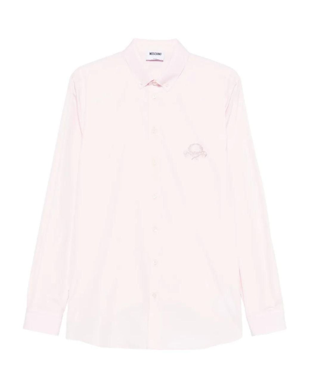 Moschino Pink Embroidered Cotton Shirt for men
