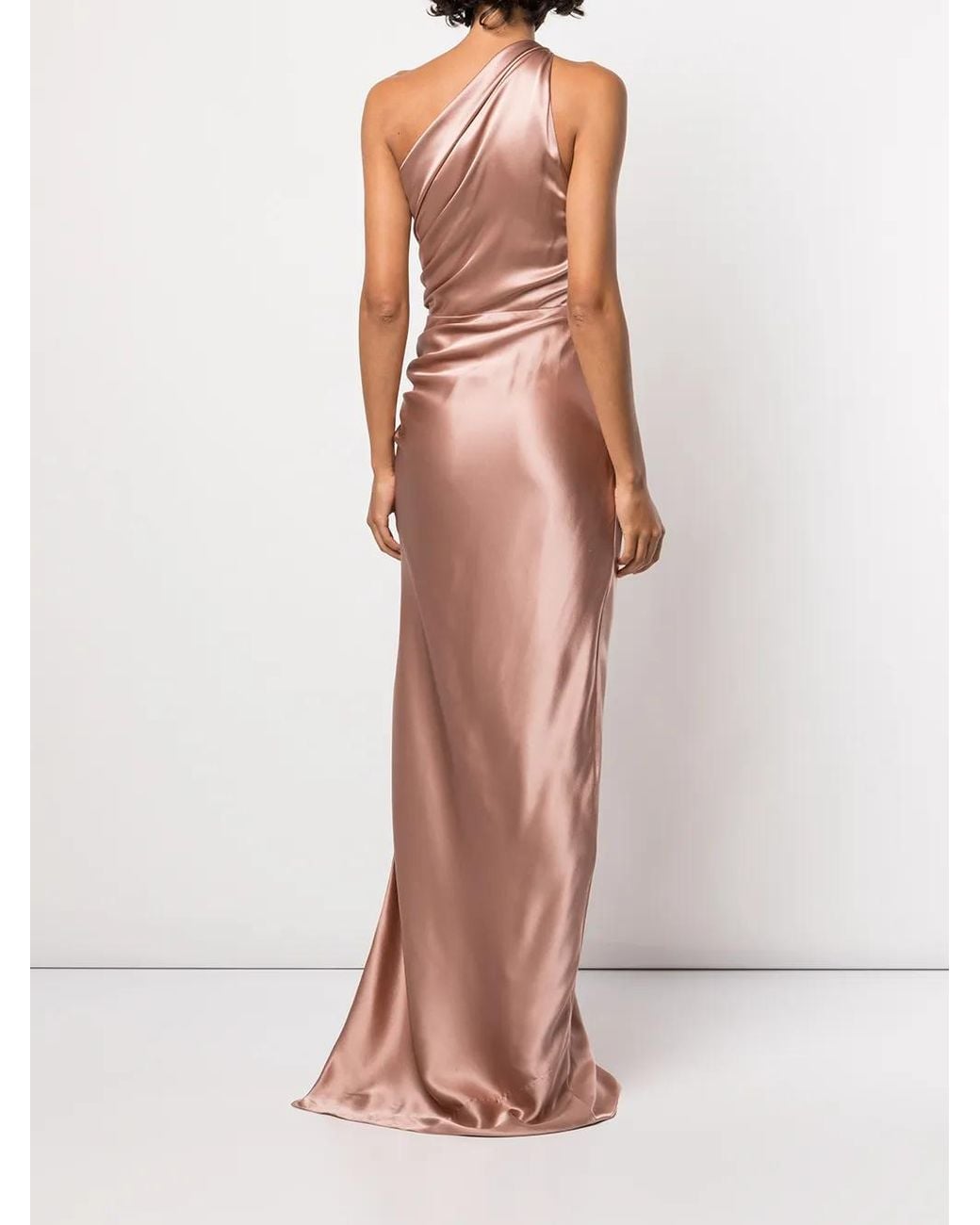 Michelle Mason Multicolor One-Shoulder Silk Gown