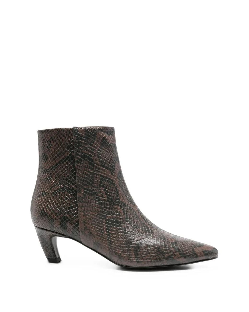 Bibi Lou Brown Snakeskin-Effect Leather Ankle Boots