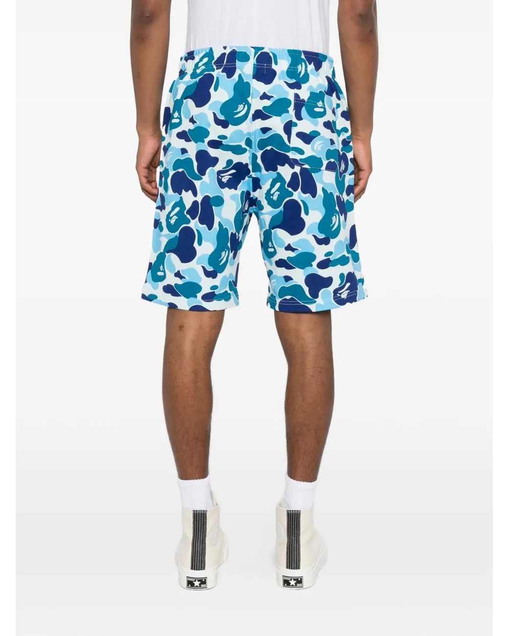 A Bathing Ape Blue Shark Abc Camo Shorts for men