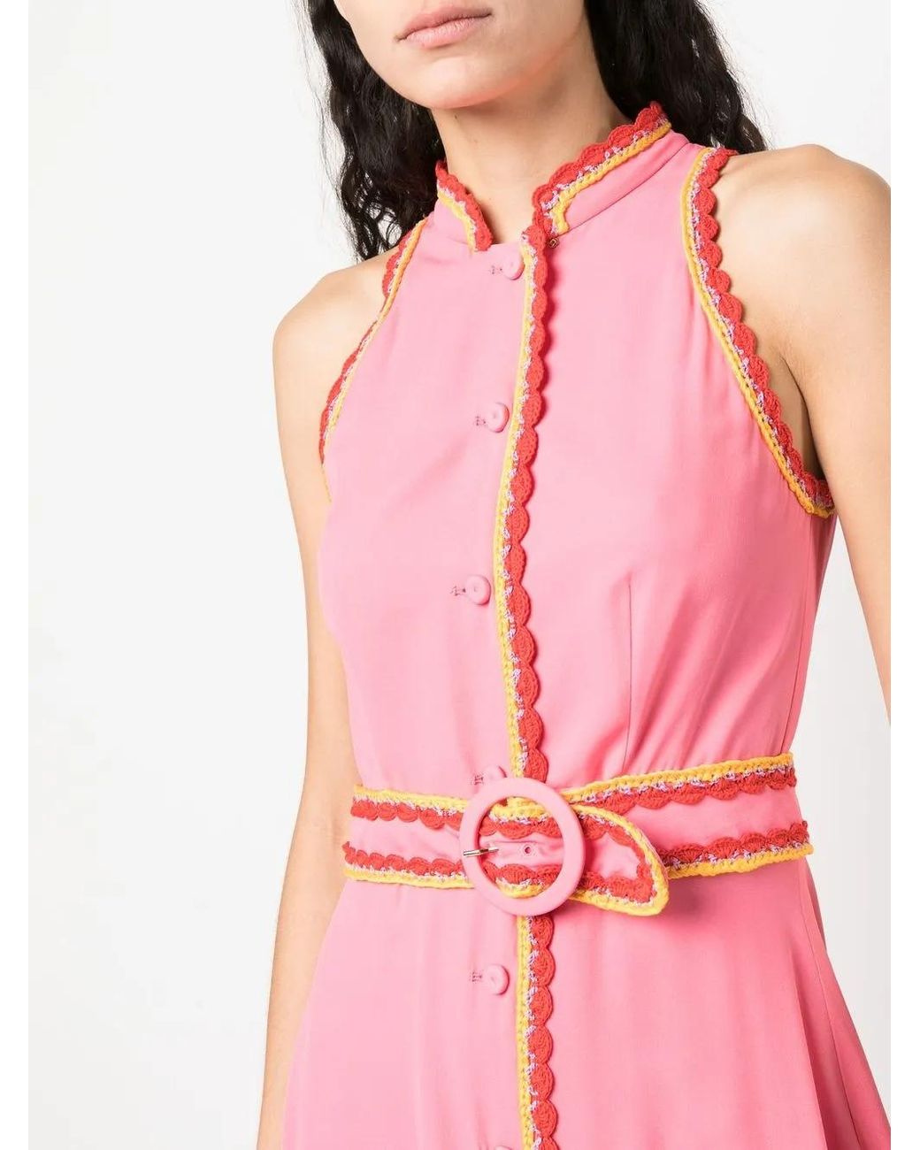 Moschino Pink Belted-Waist Sleeveless Dress