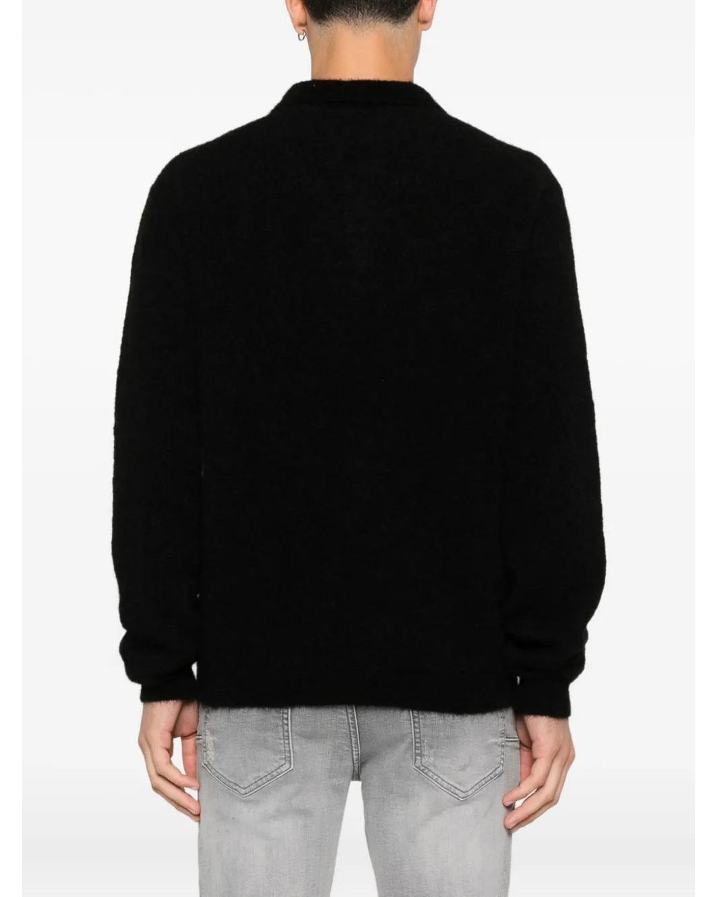 sunflower Black Polo-Collar Sweater for men