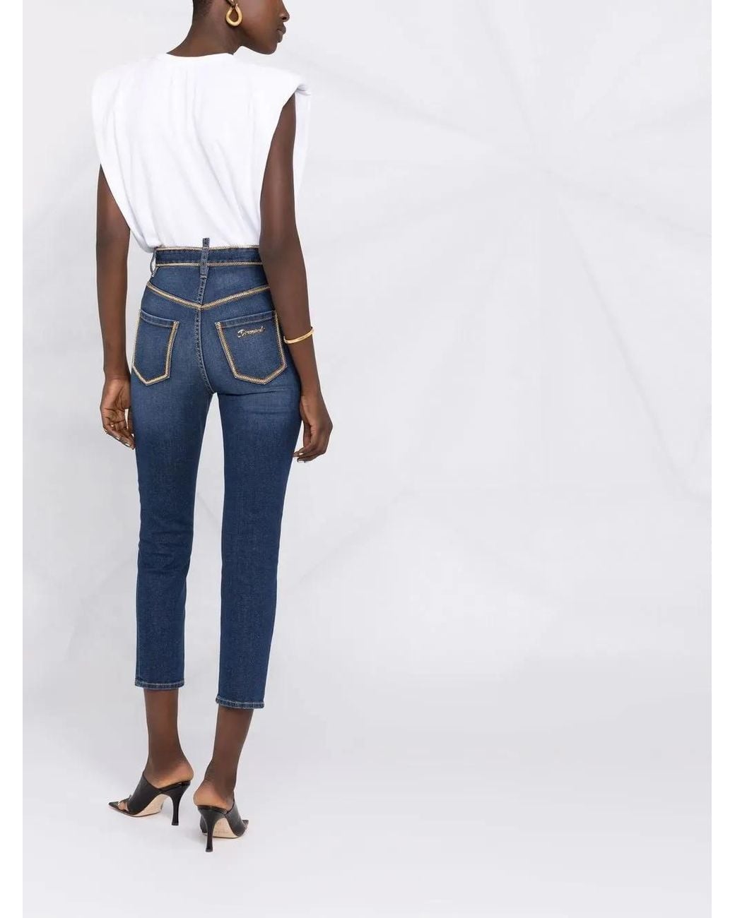 DSquared² Blue Twiggy Crop Jeans With Zip Trim