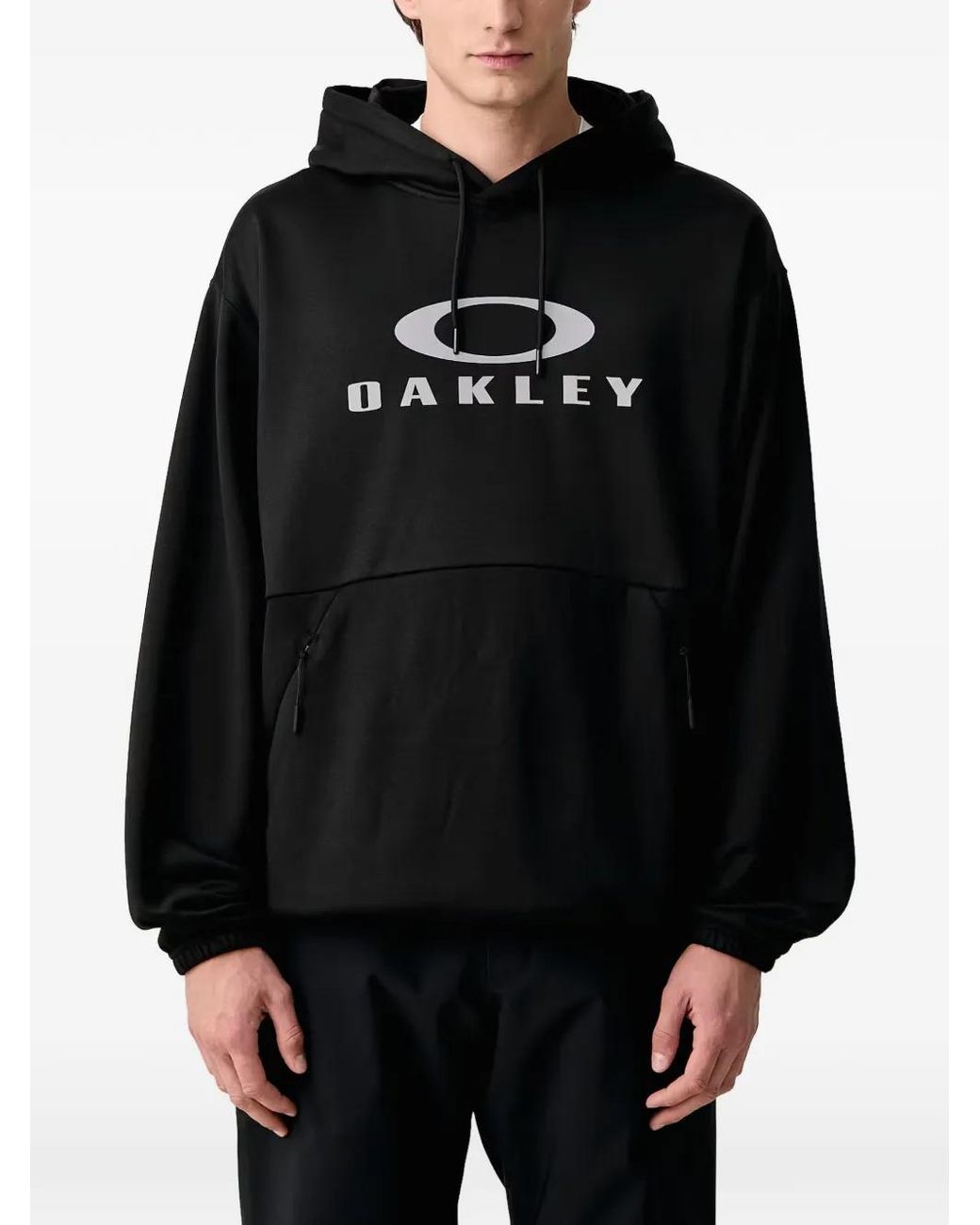 Oakley Black Logo-Print Drawstring Hoodie for men