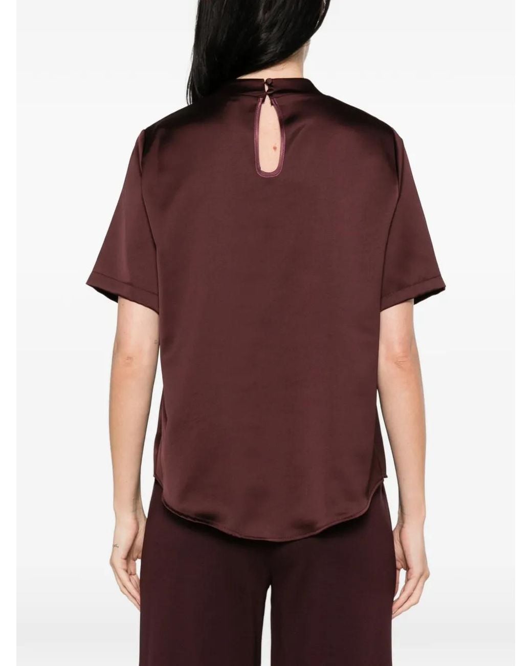Imperial Purple Satin-Finish Short-Sleeve Top