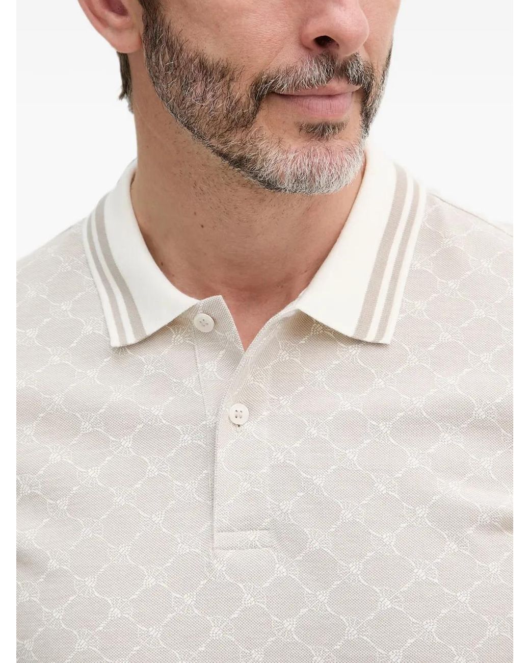 Joop! White Jessino Monogram-Pattern Polo Shirt for men