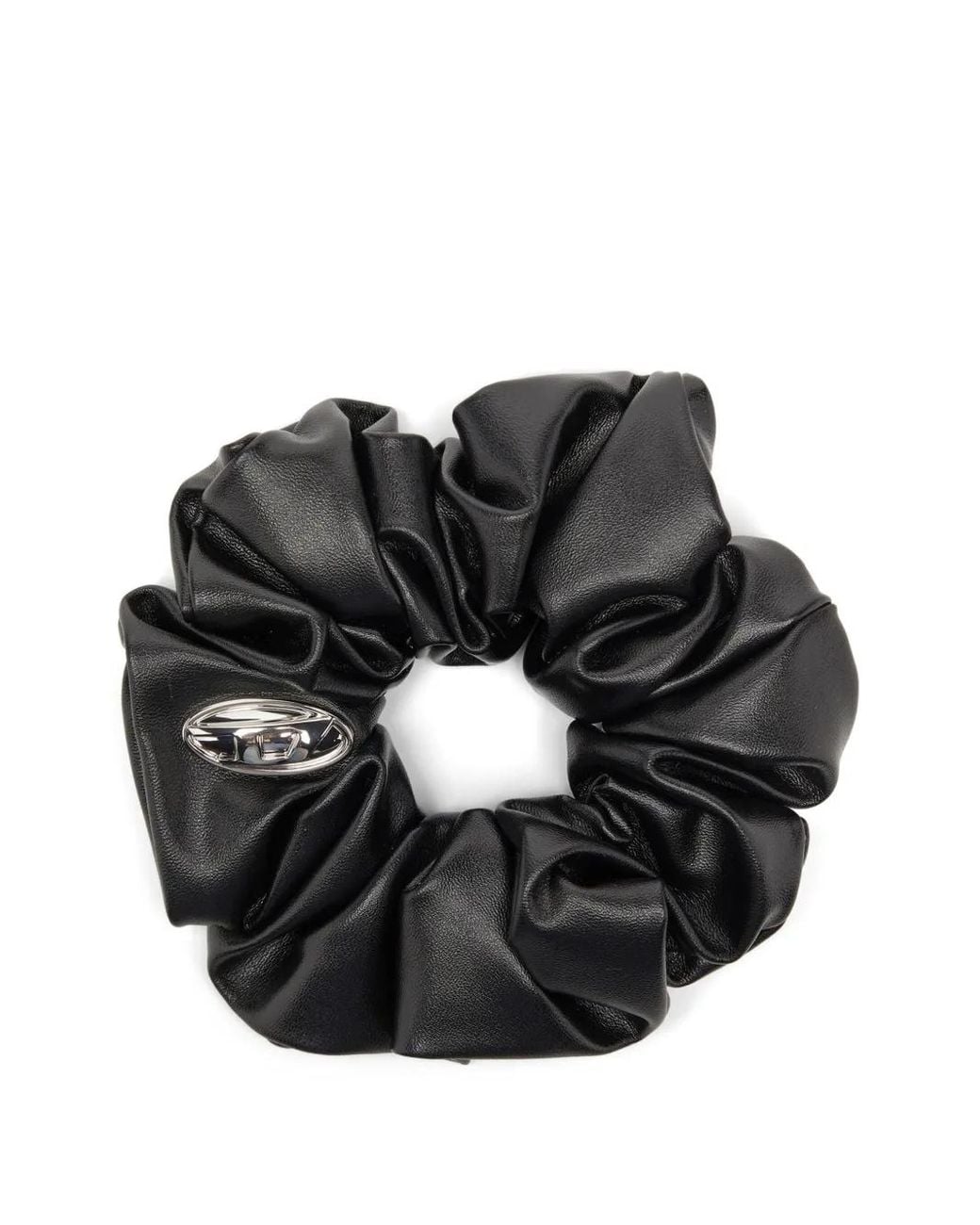 DIESEL Black Logo-Plaque Scrunchie