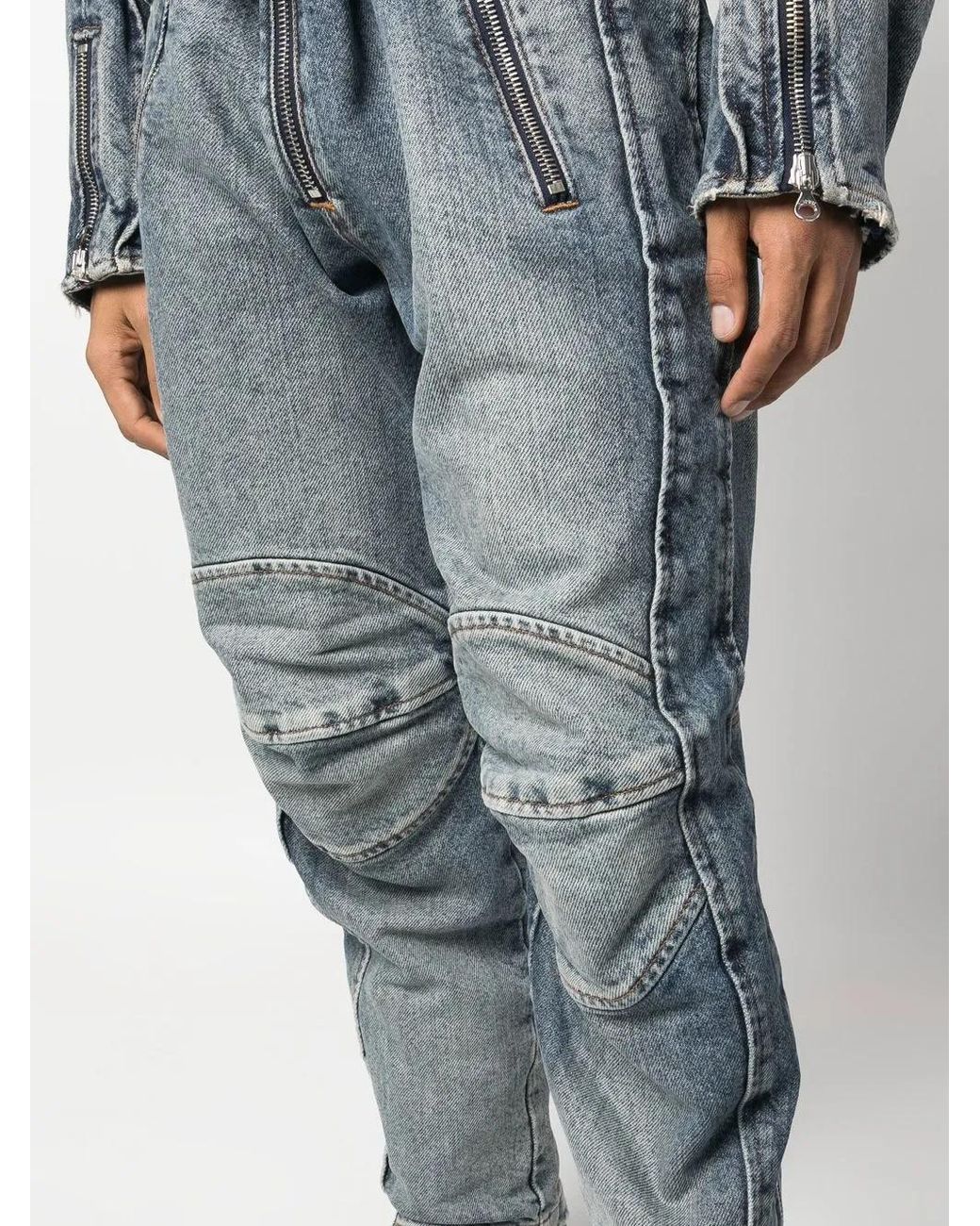 DIESEL Blue Knee-Pad Zip-Up Jeans for men