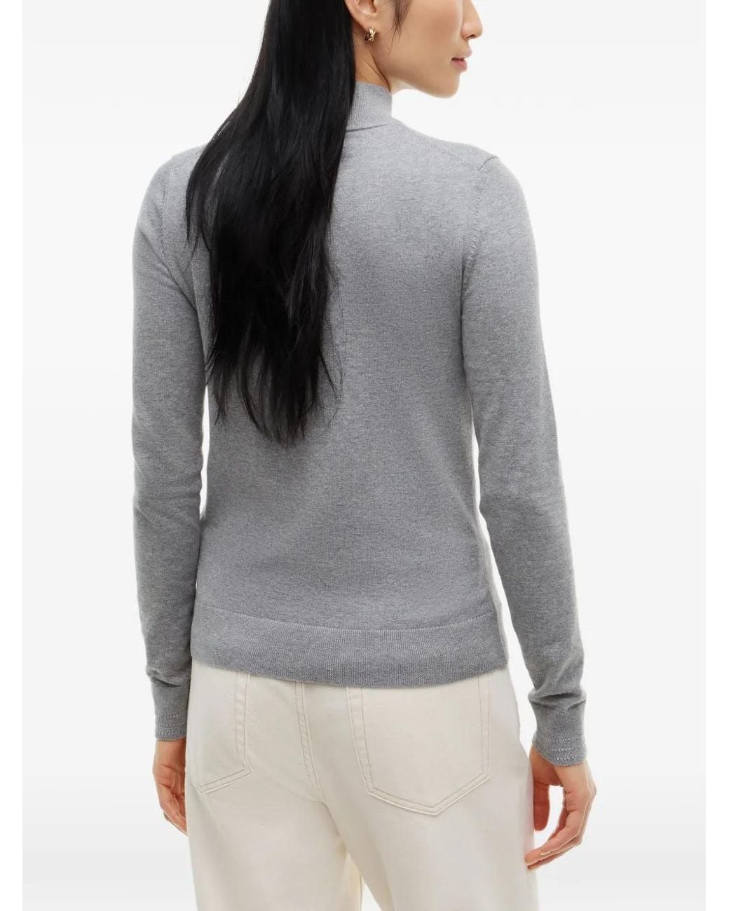 Tommy Hilfiger Gray High-Neck Logo-Patch Sweater