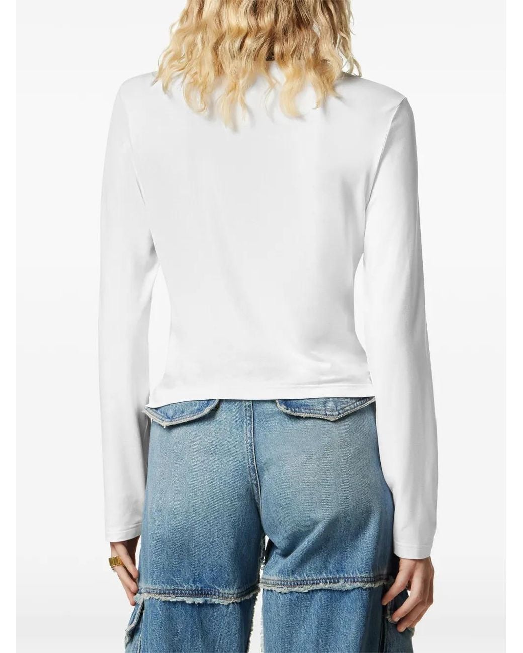 Versace White Stretch Viscose-Jersey T-Shirt