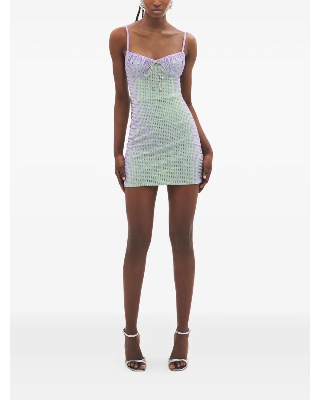 Area Blue Crystal-Embellished Mini Dress