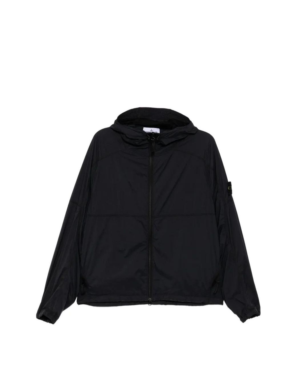 Stone Island Black Compass-Patch Hooded Jacket for men