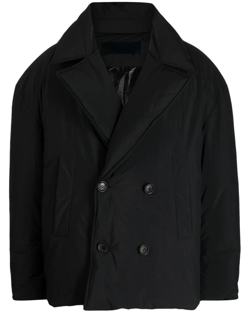 Juun.J Black Notched-Lapels Padded Jacket for men