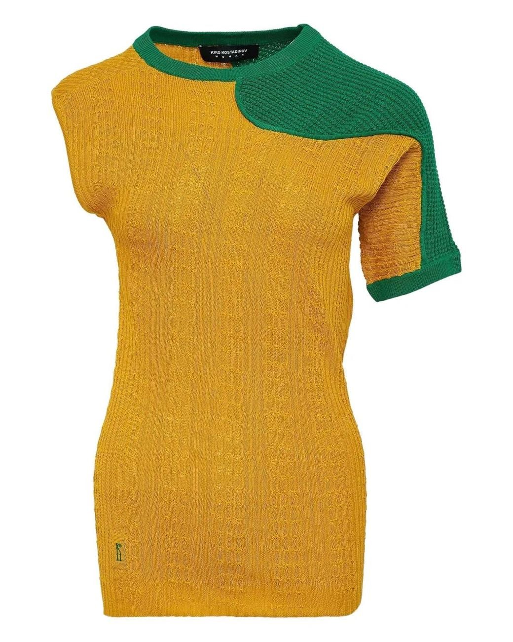 Kiko Kostadinov Yellow Asymmetric Knitted T-Shirt