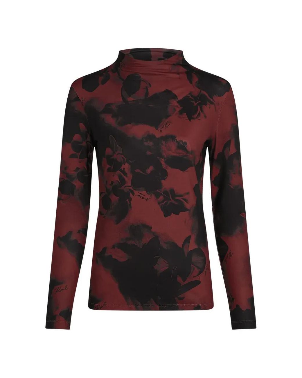 Karl Lagerfeld Red Mock-Neck Long-Sleeve Top