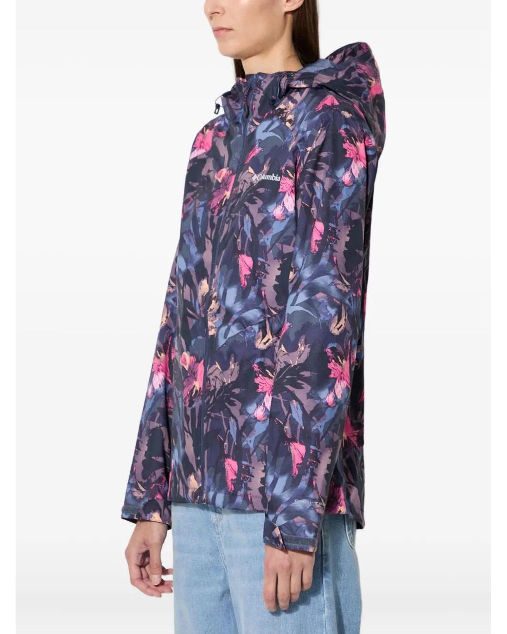 Columbia Blue Floral-Print Hooded Jacket