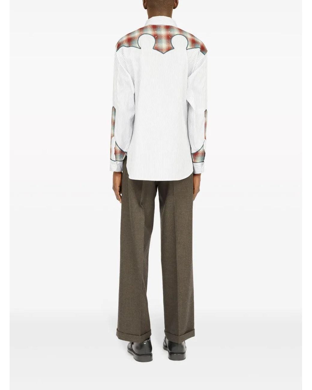 Maison Margiela White Western Plaid Shirt for men