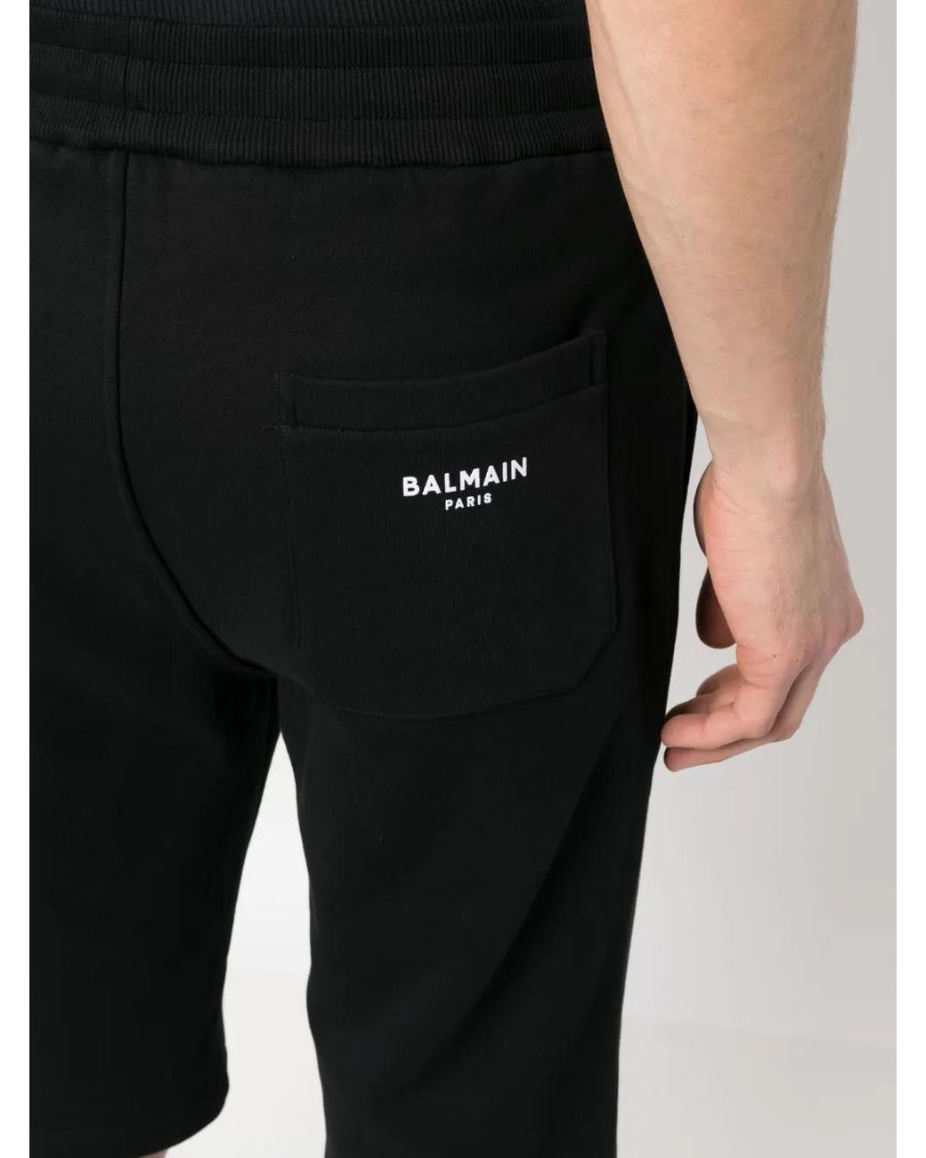 Balmain Blue Logo-Print Track Shorts for men