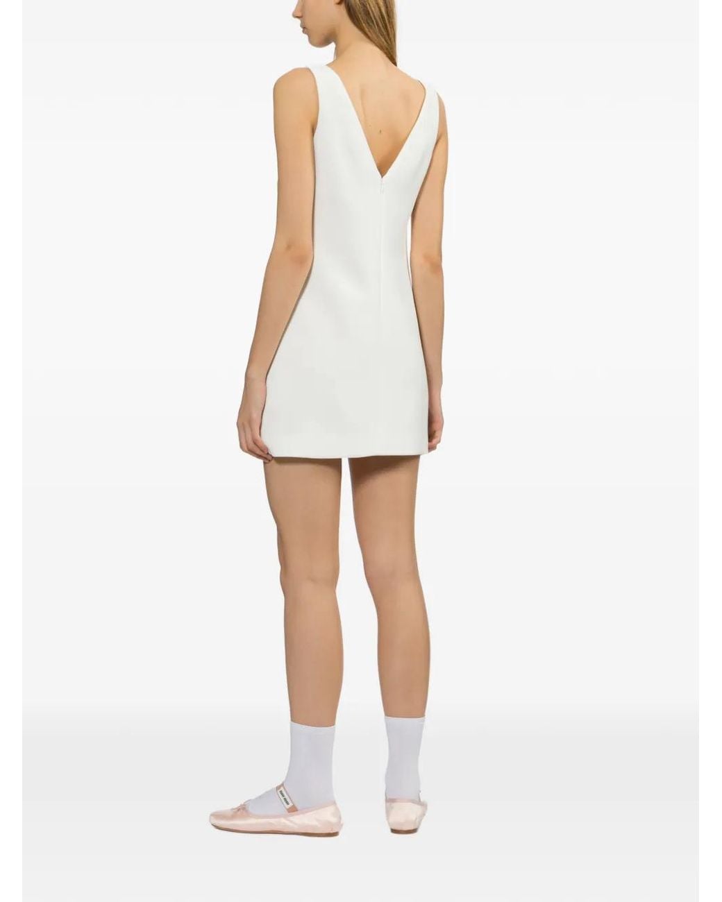 Vestido mini con apliques florales Self-Portrait de color White