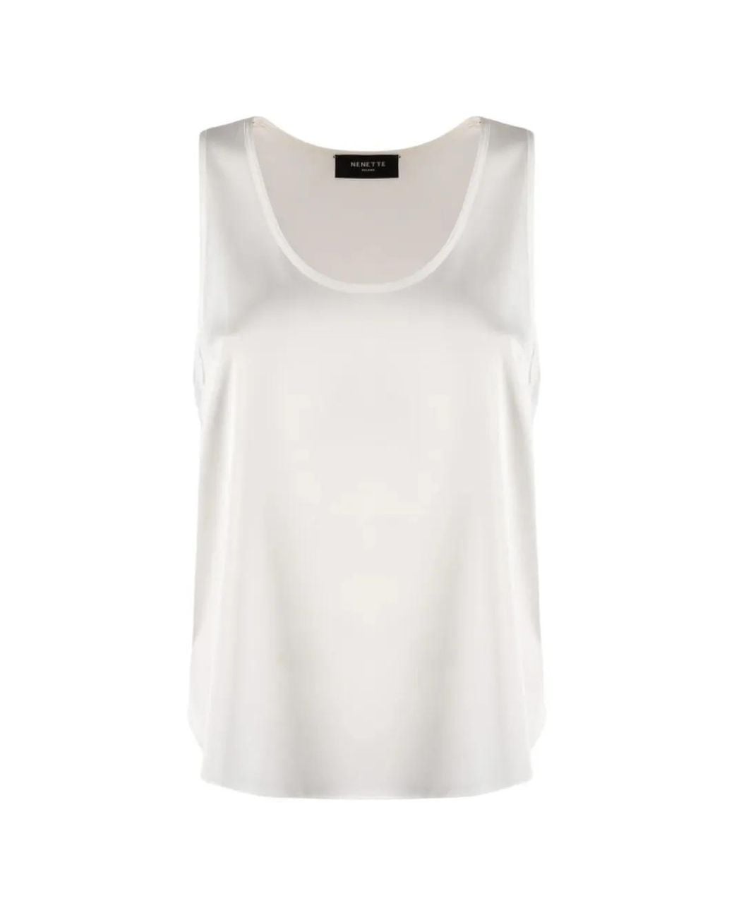 Nenette White Satin-Finish Sleeveless Blouse