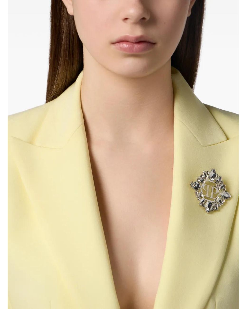 Philipp Plein Yellow Wool Fitted Single-Breasted Blazer