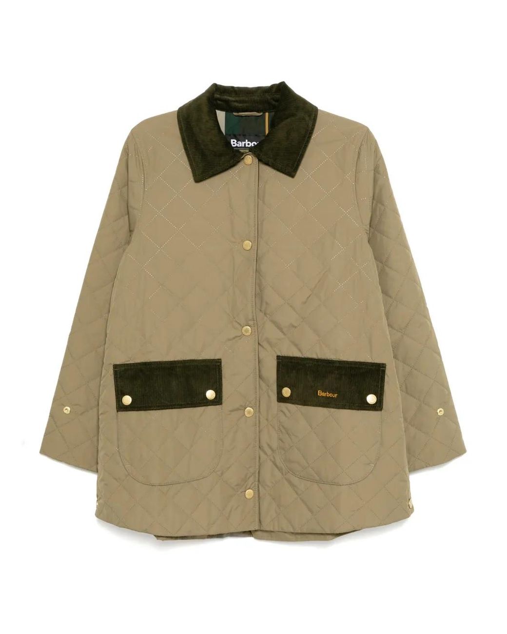 Barbour Green Corinne Quilted Corduroy-Trim Jacket