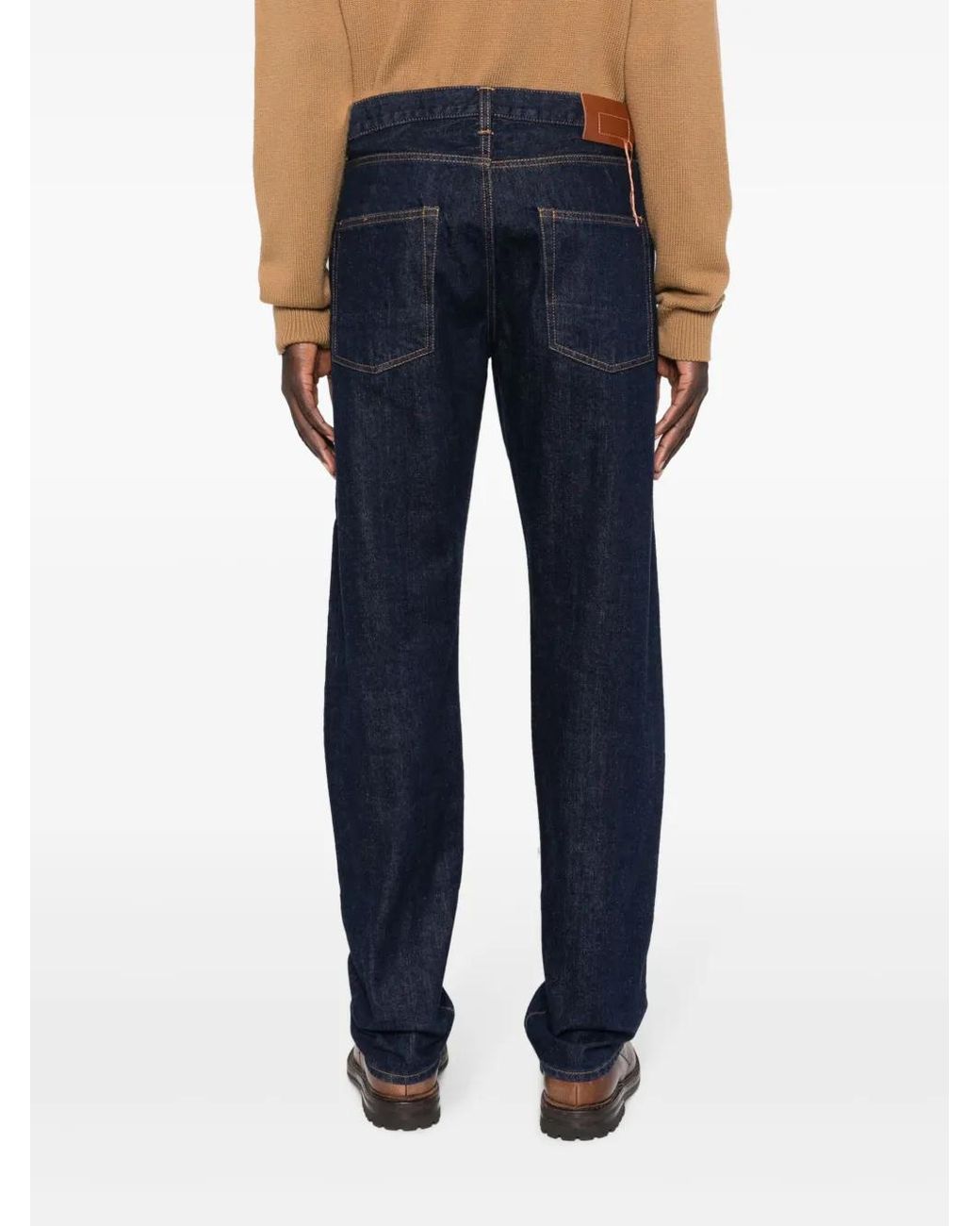 Fortela Blue Mid-Rise Straight-Leg Jeans for men