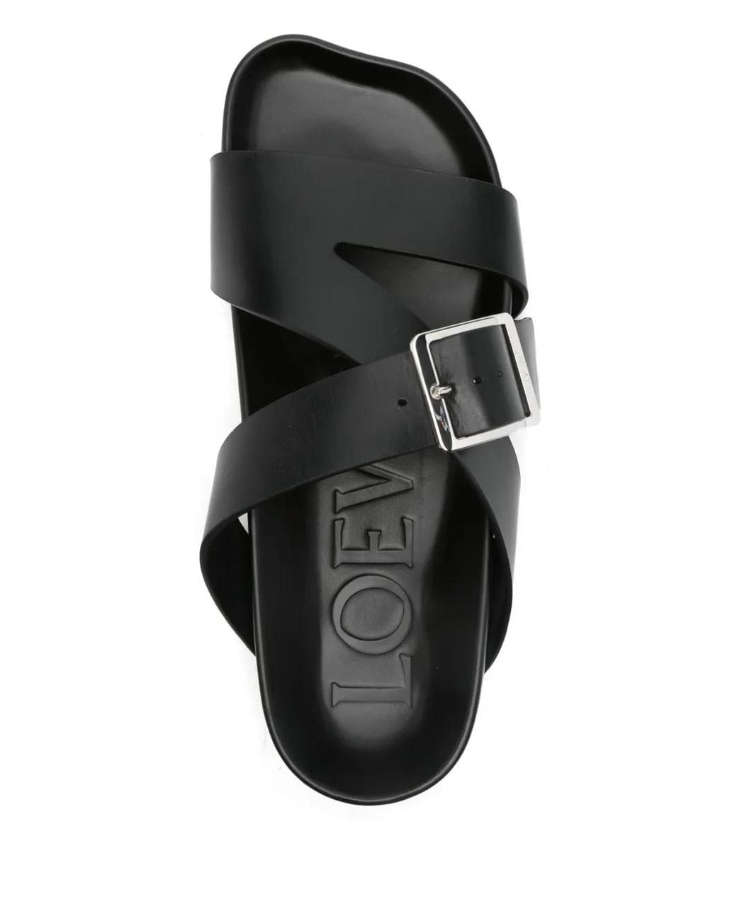 Loewe Black Ease Buckle Leather Sandals for men