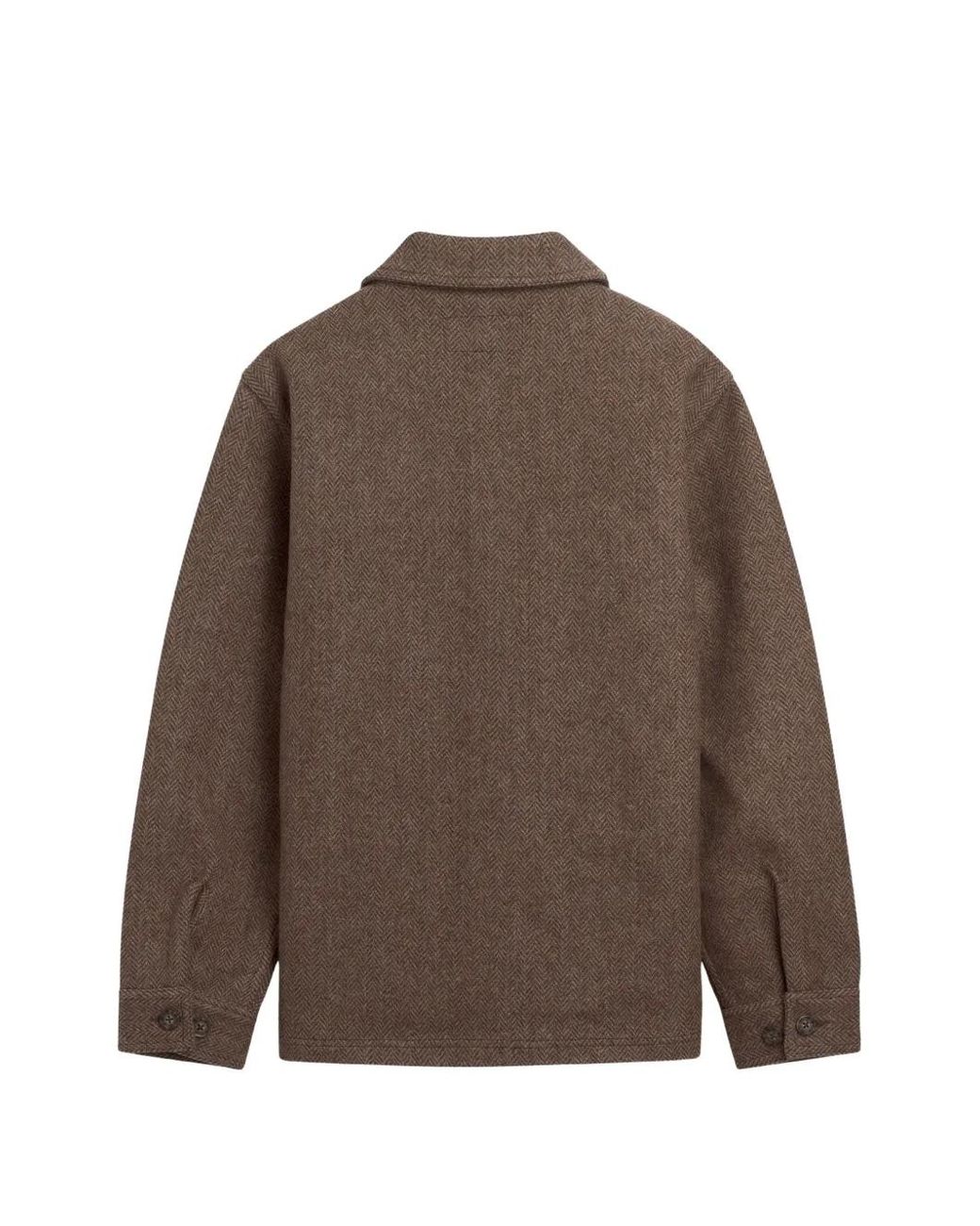 Sebago Brown Herringbone-Pattern Wool Jacket for men