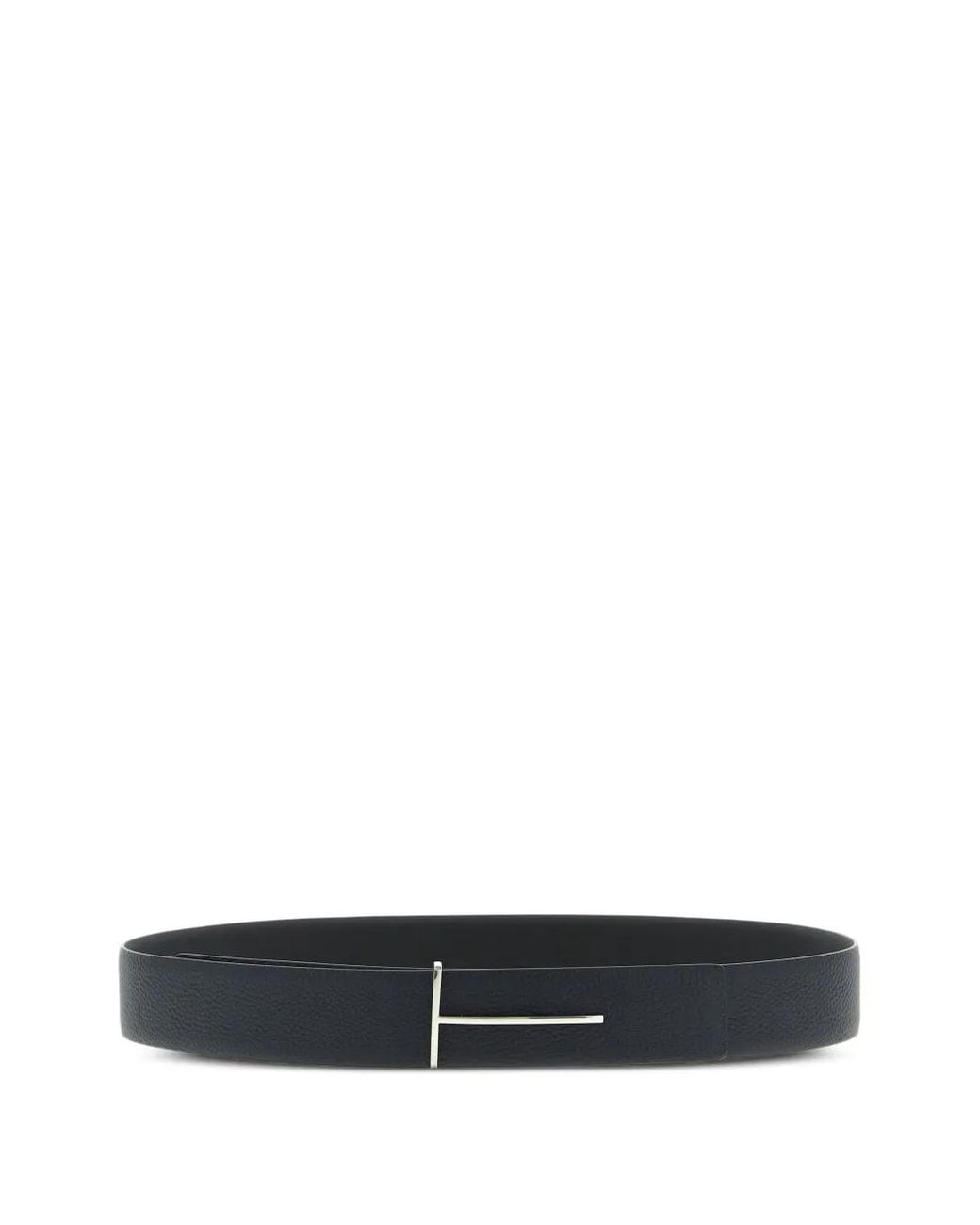 Tom Ford White T-Buckle Grained Leather Belt for men