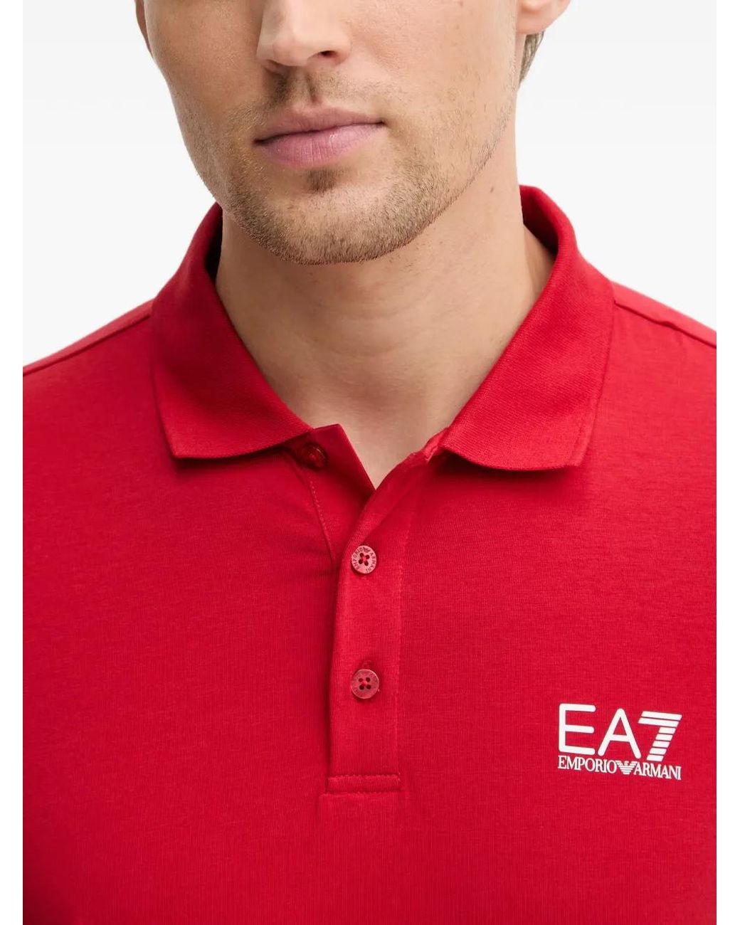 EA7 Red Logo Polo Shirt for men